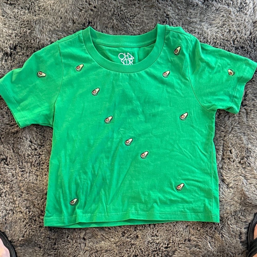 Chaser Green Crop Top with Avocado Pattern